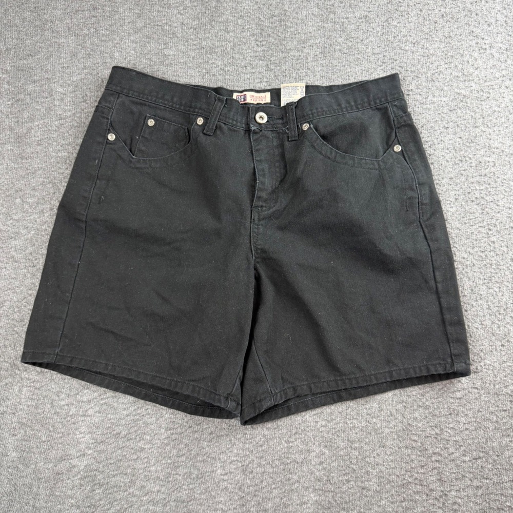VINTAGE Faded Glory Denim Shorts Women's 10 Black Originals Mid Rise 100% Cotton
